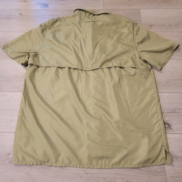 Legendary Anglers Fishing Shirt Mens L Olive Vented Back Short Sleeve Pockets - Picture 3 of 3